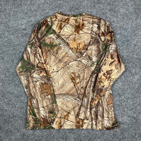 Realtree Camo Shirt Mens Size L Brown Green Long Sleeve Hunting Outdoor Tee - Picture 5 of 6